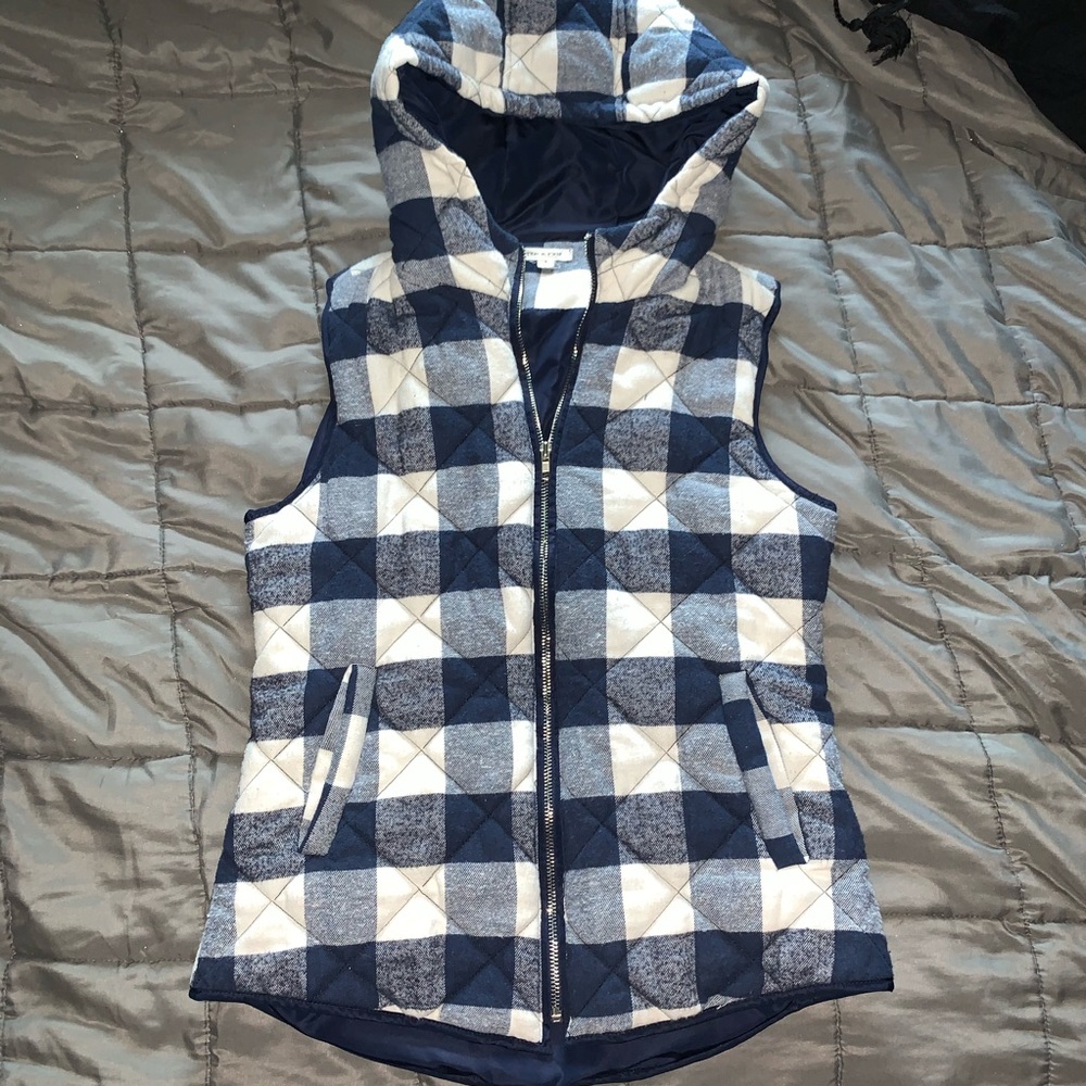 Tea ‘n Rose Hooded Plaid Vest